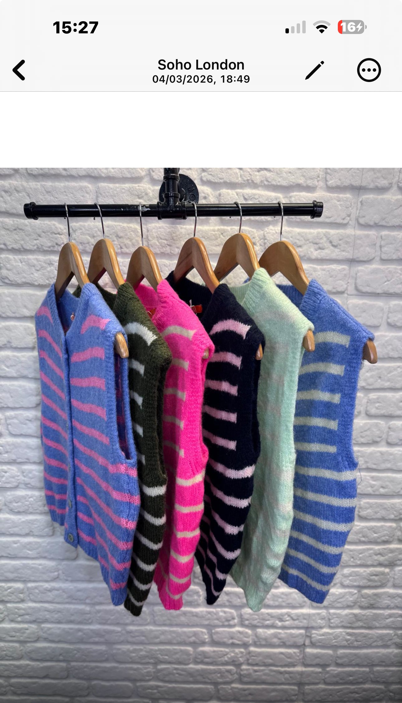 Alpaca Blend Striped Sleeveless Cardigan