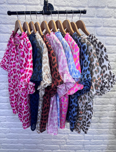 Leopard Cotton Gypsy Blouse