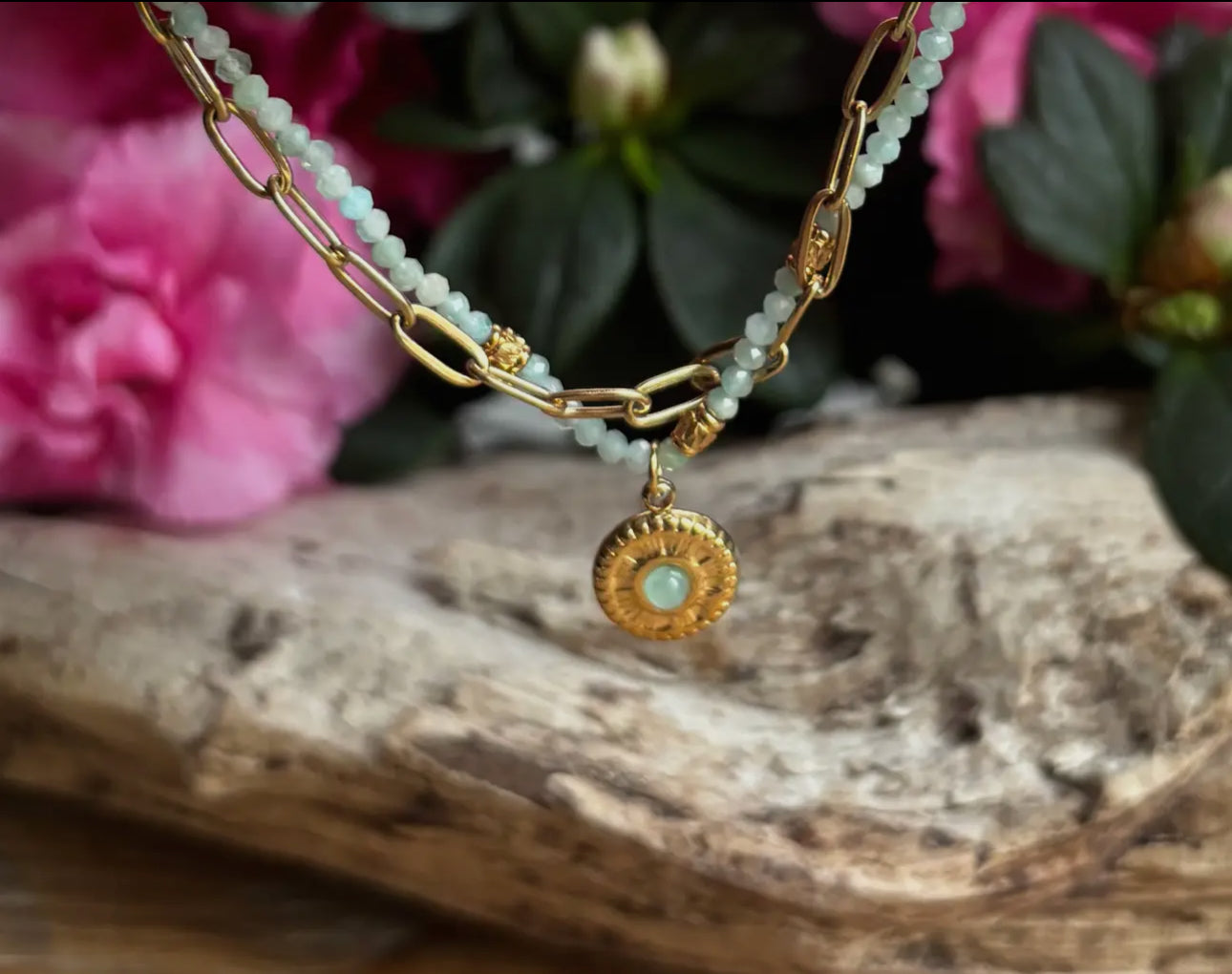 Aventurine Gold Disc Bracelet