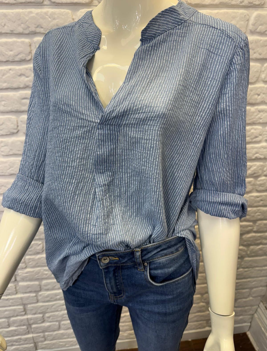 Sara Striped Cotton Blouse