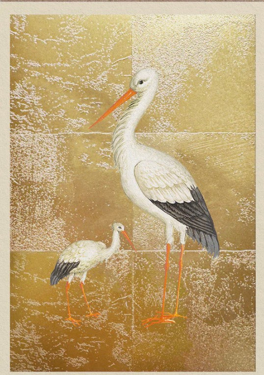 Hot Foil Stork Greetings Card