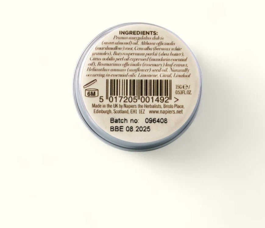 Napiers Mandarin Lip Balm Aurina Pop UP Ltd