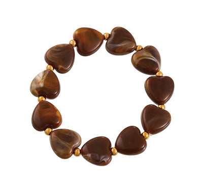 Chocolate Brown Heart Bead Bracelet