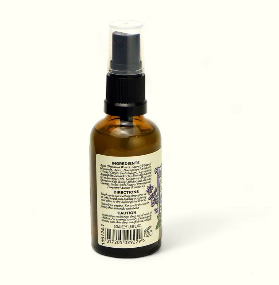 Aurina Pop UP Ltd Napiers Sleep Spray bottle with illustrated label, front view