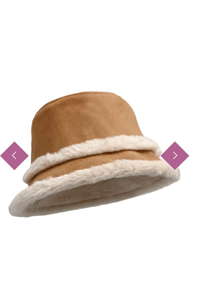 Faux Suede&Shearling Bucket Hat