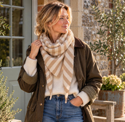 Classic Two-Tone Striped Triangle Scarf