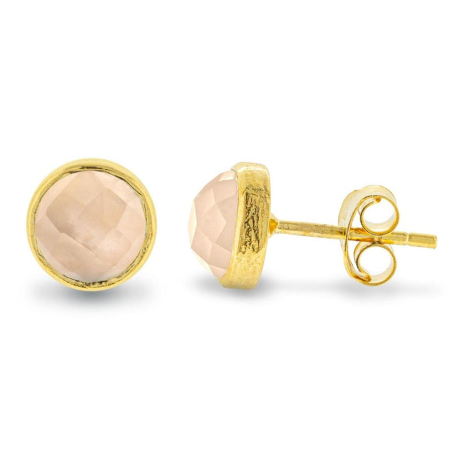 Faceted Pink Chalcedonay Stud