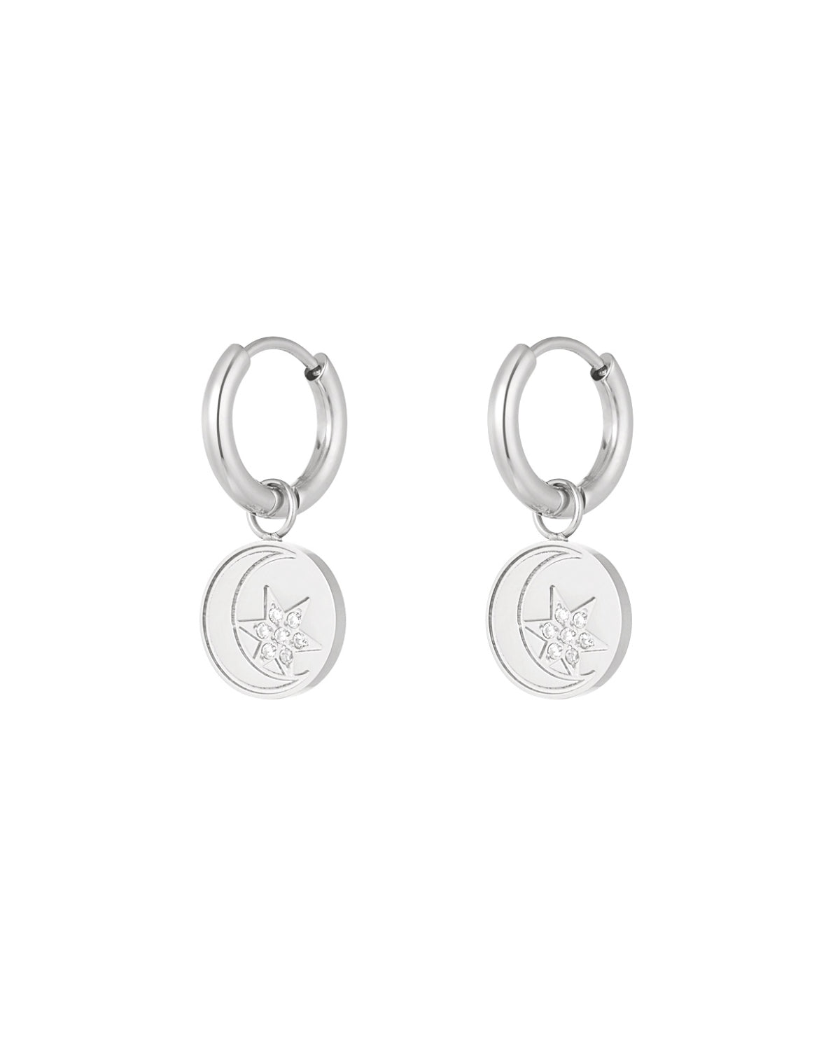 Silver Star and Moon Huggie