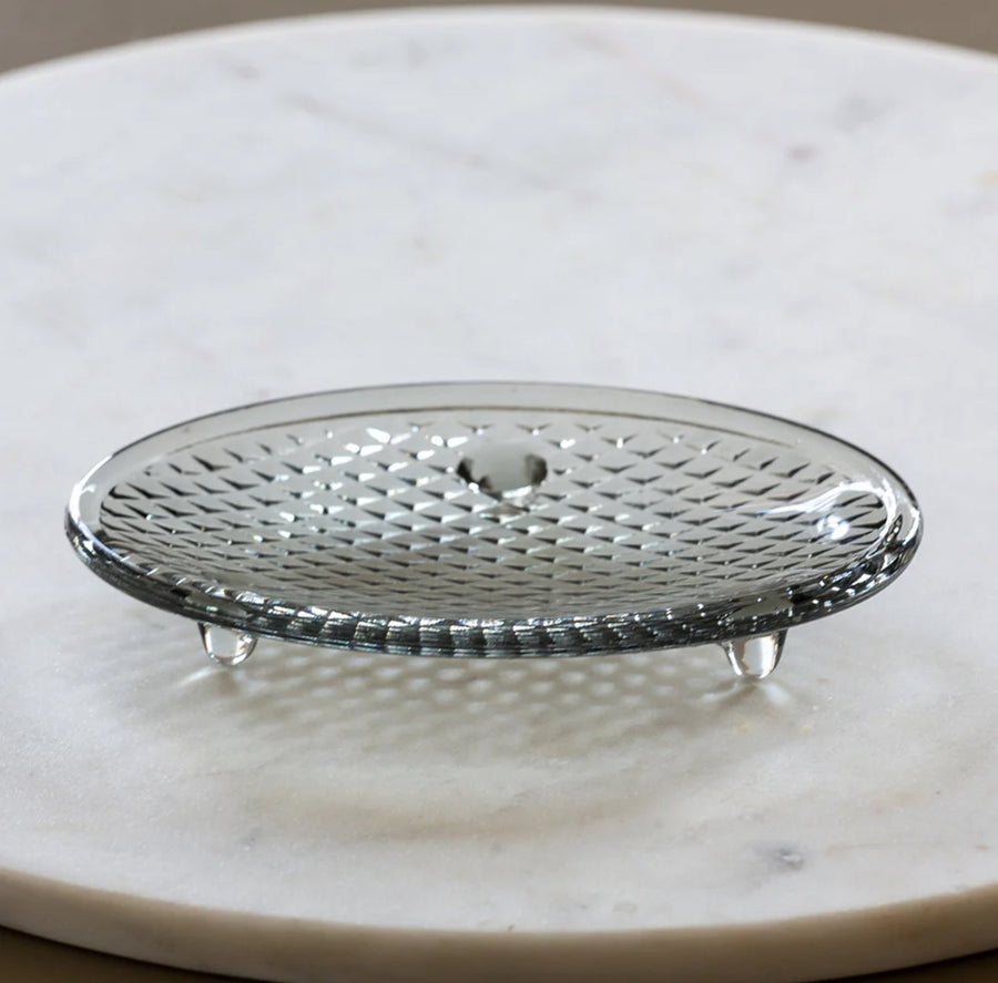Grey Glass Soap Dish