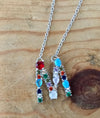 Silver  Gem Initial Necklace