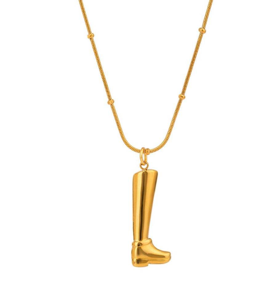 Gold Riding Boot Necklace
