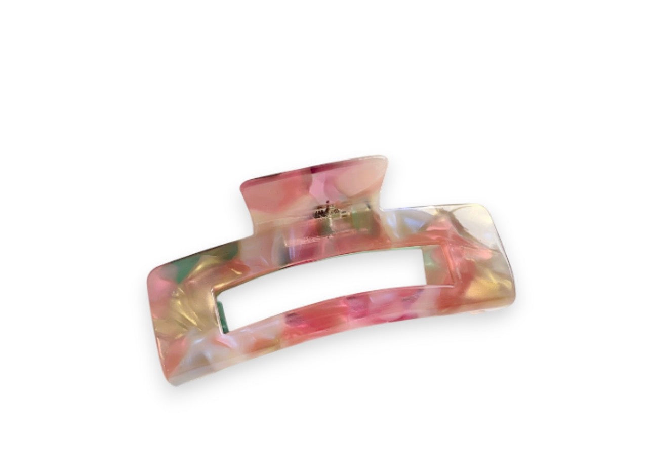 Large Resin Claw Clip - Pink and Green