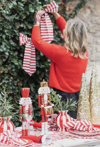 Hand Made Red Striped Bow