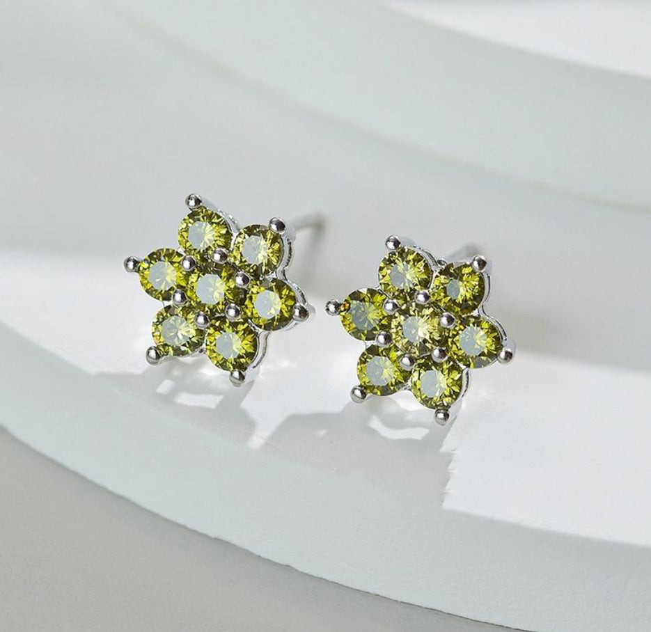 Olive Cubic Zirconia Vintage Flower Earring Aurina Ltd