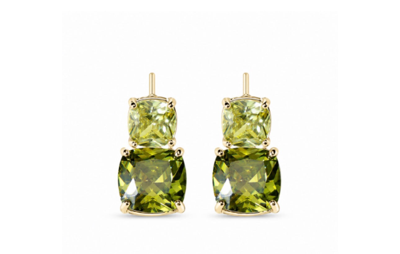 Olive & Lime Green Crystal Drop Earring