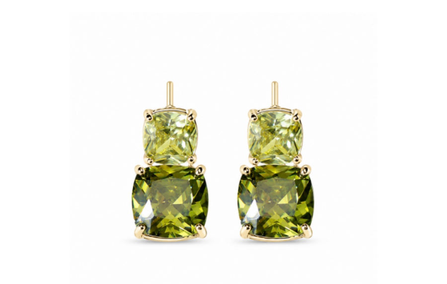 Olive & Lime Green Crystal Drop Earring