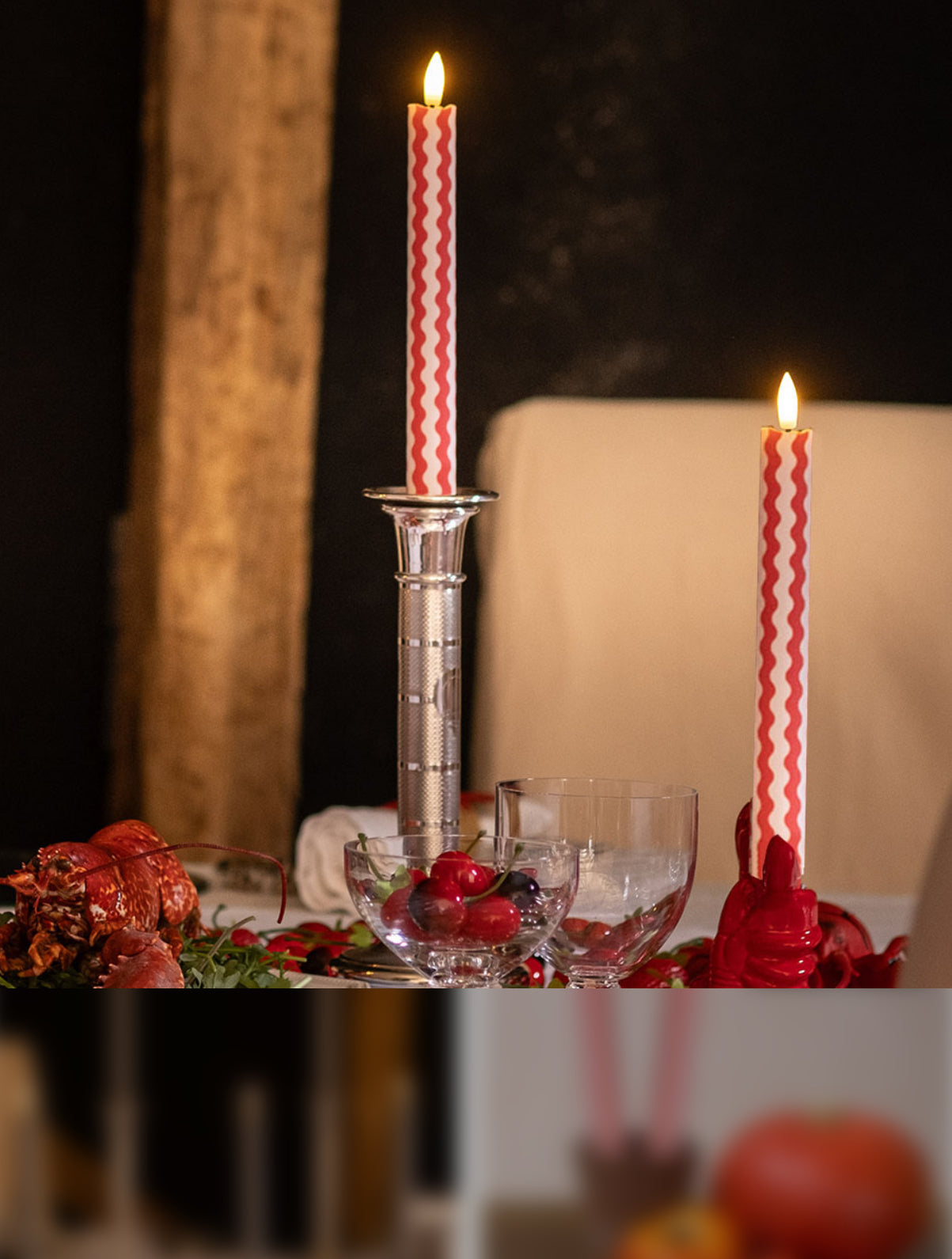 Lip line Red Ric Rac Flameless Candle