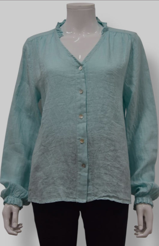 Nancy Neck Linen Blouse