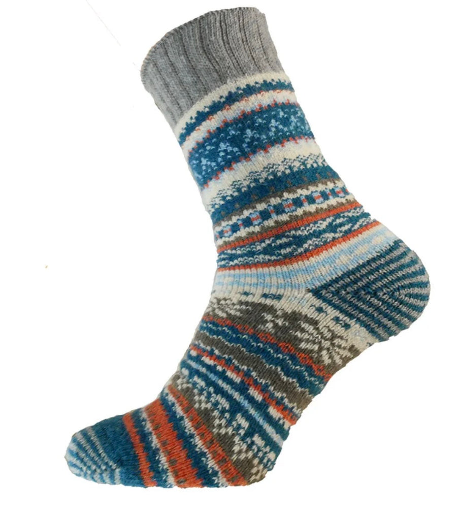 Men's Nordic Style Wool Blend Sock - Blue