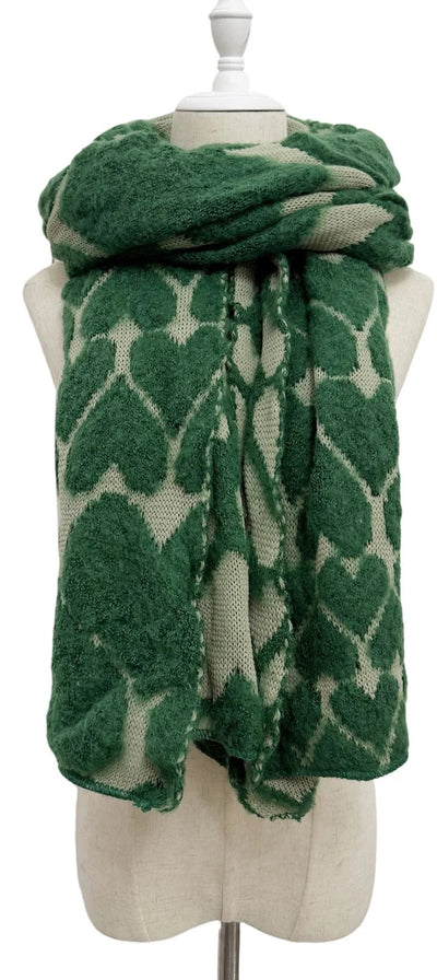 Cute 3D Love Heart Knitted Wool Scarf