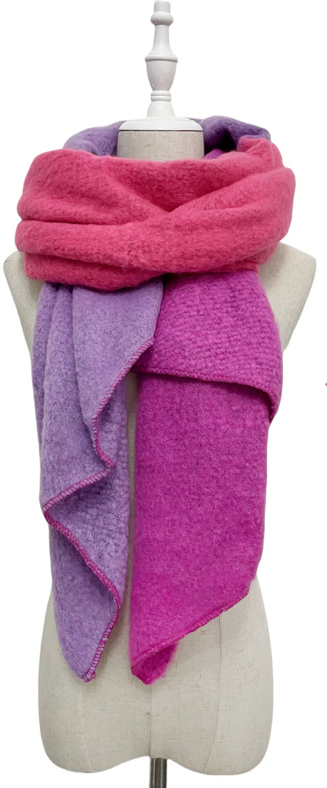 Stripe Colour Diagonal Edge Wool Scarf