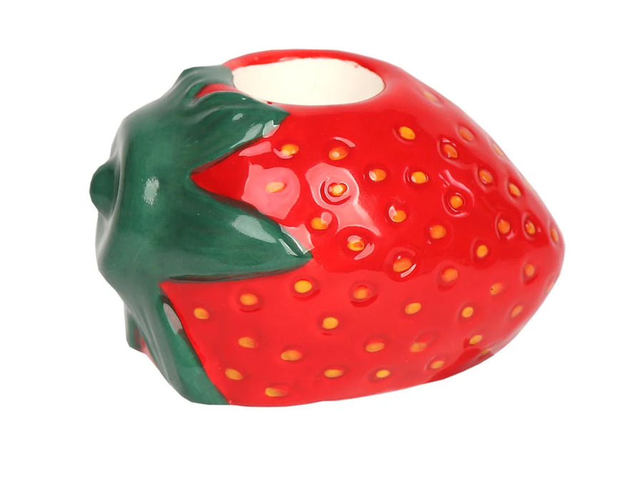 Hand Painted Ceramic Strawberry Candle Holder