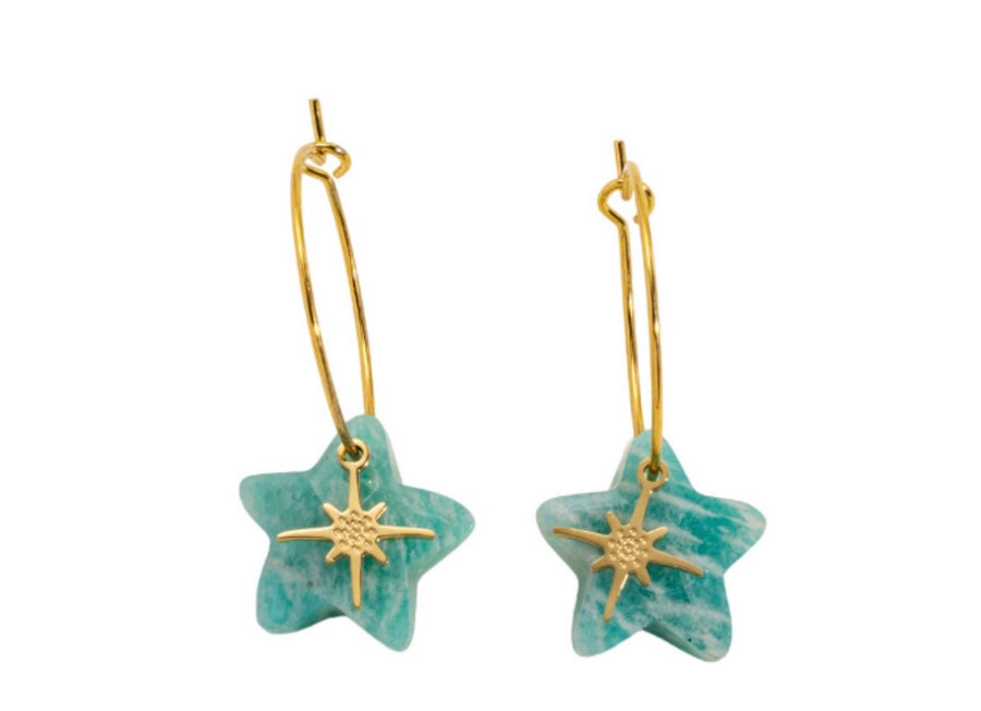 Super Star Hoop Earring - Turquoise