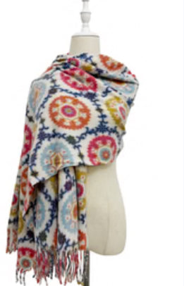 Boho Print Medallion Scarf