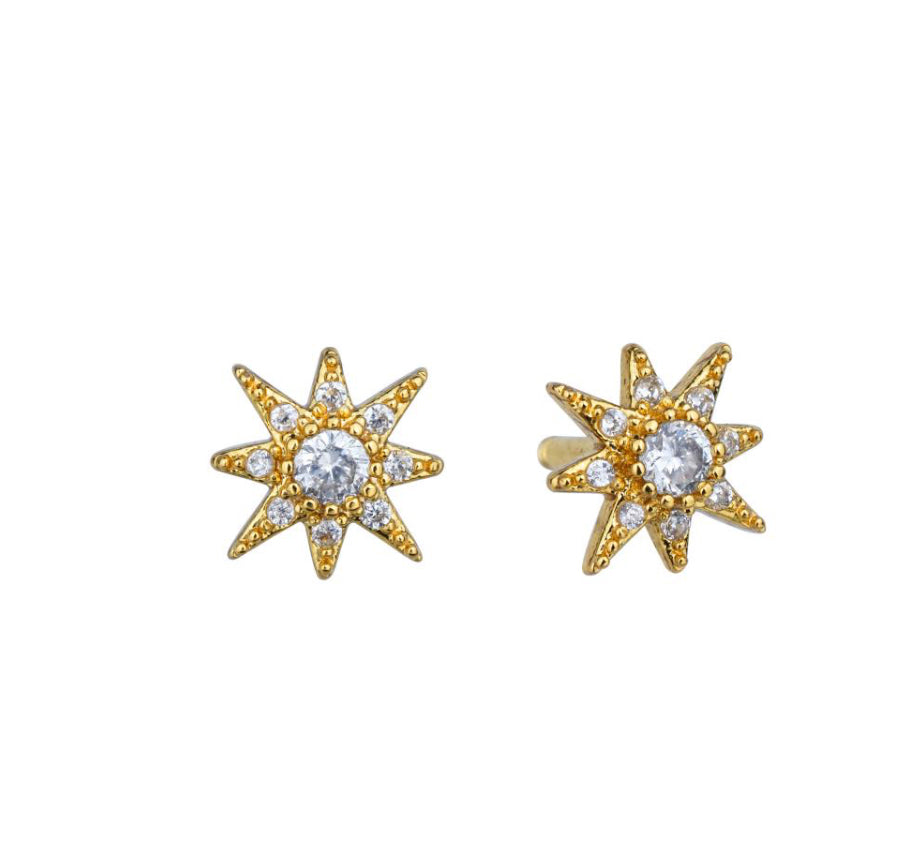 Crystal Star Earring - Gold