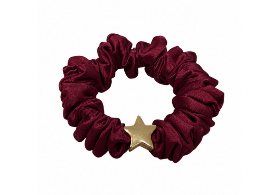 Burgundy Satin Star Scrunchie