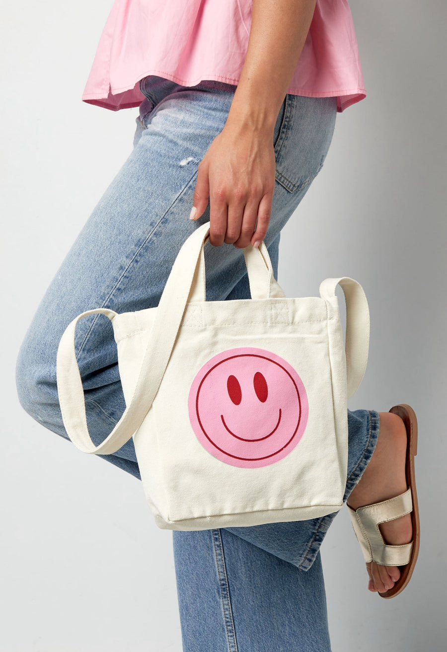 Pink Smiley Canvas Bag