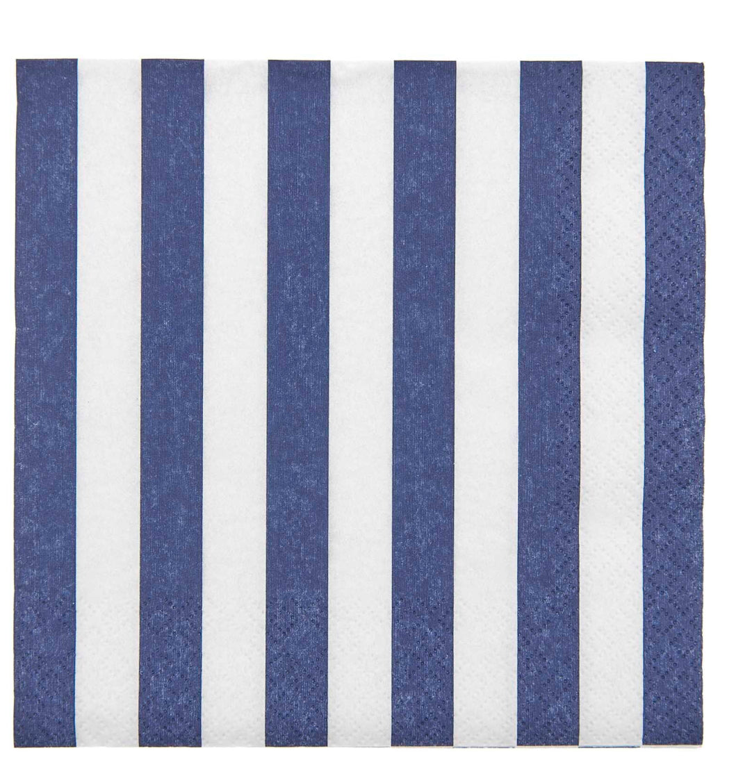 Blue and White Striped Paper Napkin