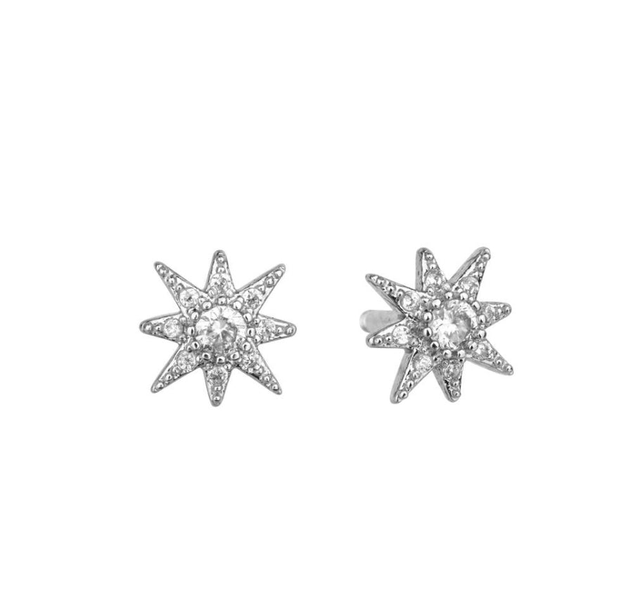 Crystal Star Earring - Silver