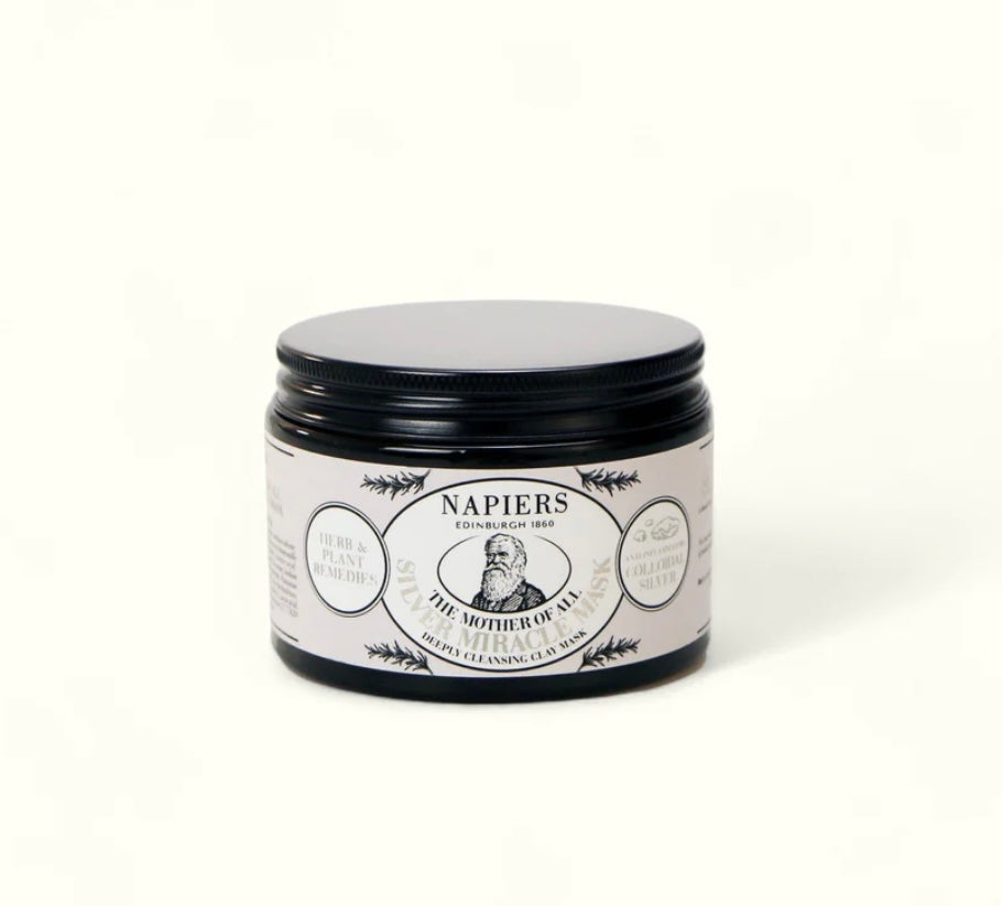 Aurina Pop UP Ltd Napiers Mother of All Silver Miracle Face Mask in silver jar, front view
