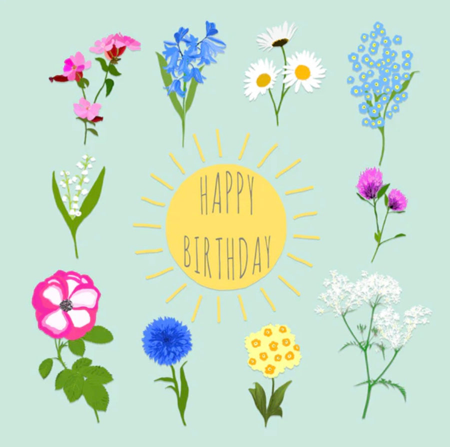 Floral Notes Card - Happy Birthday