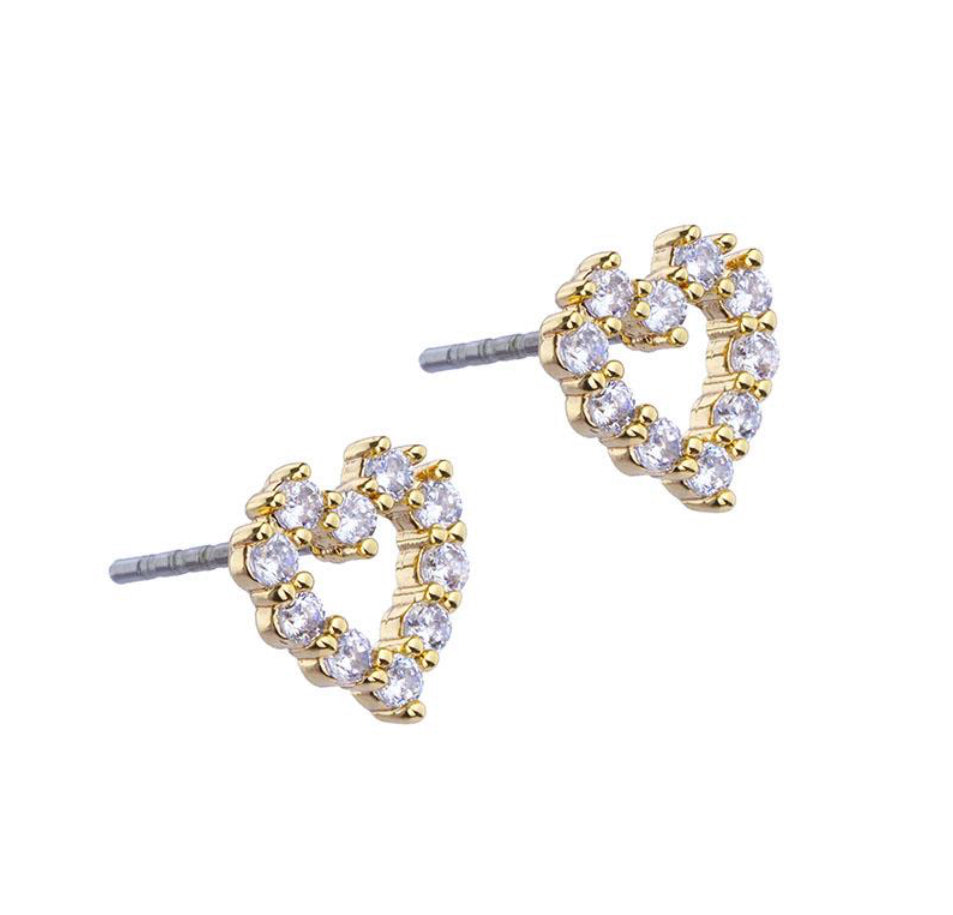 Crystal Heart Stud Gold