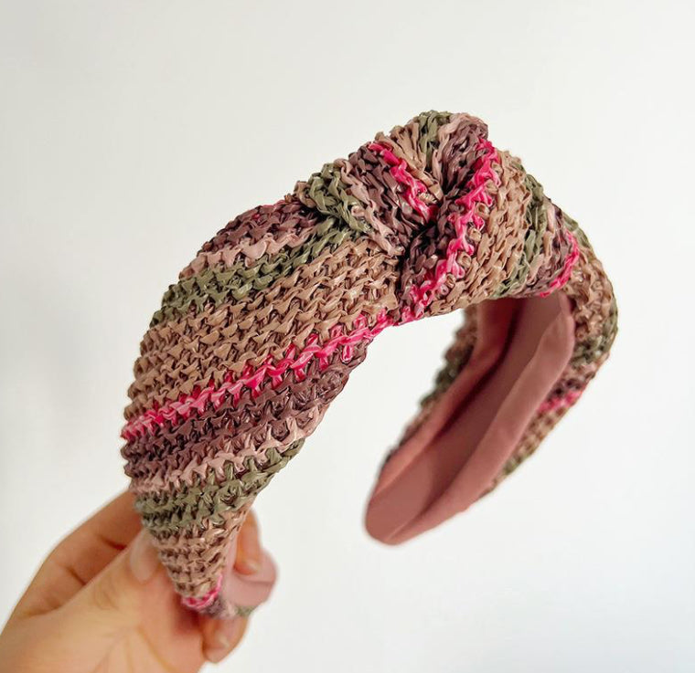 Braided Summer Headband - Pink and Green