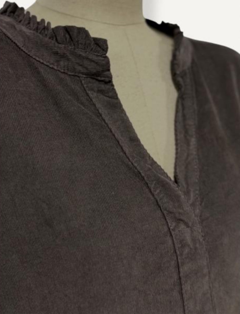 Needlecord Band Collar Blouse