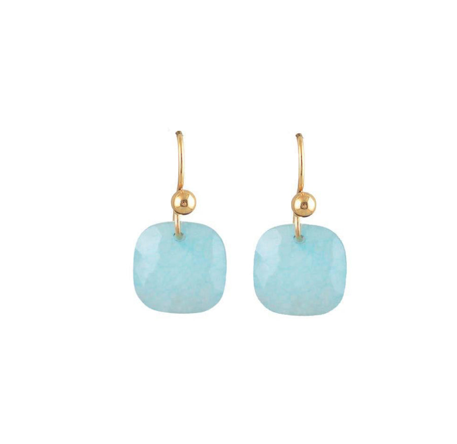 Aqua Faceted Natural Stone Earring
