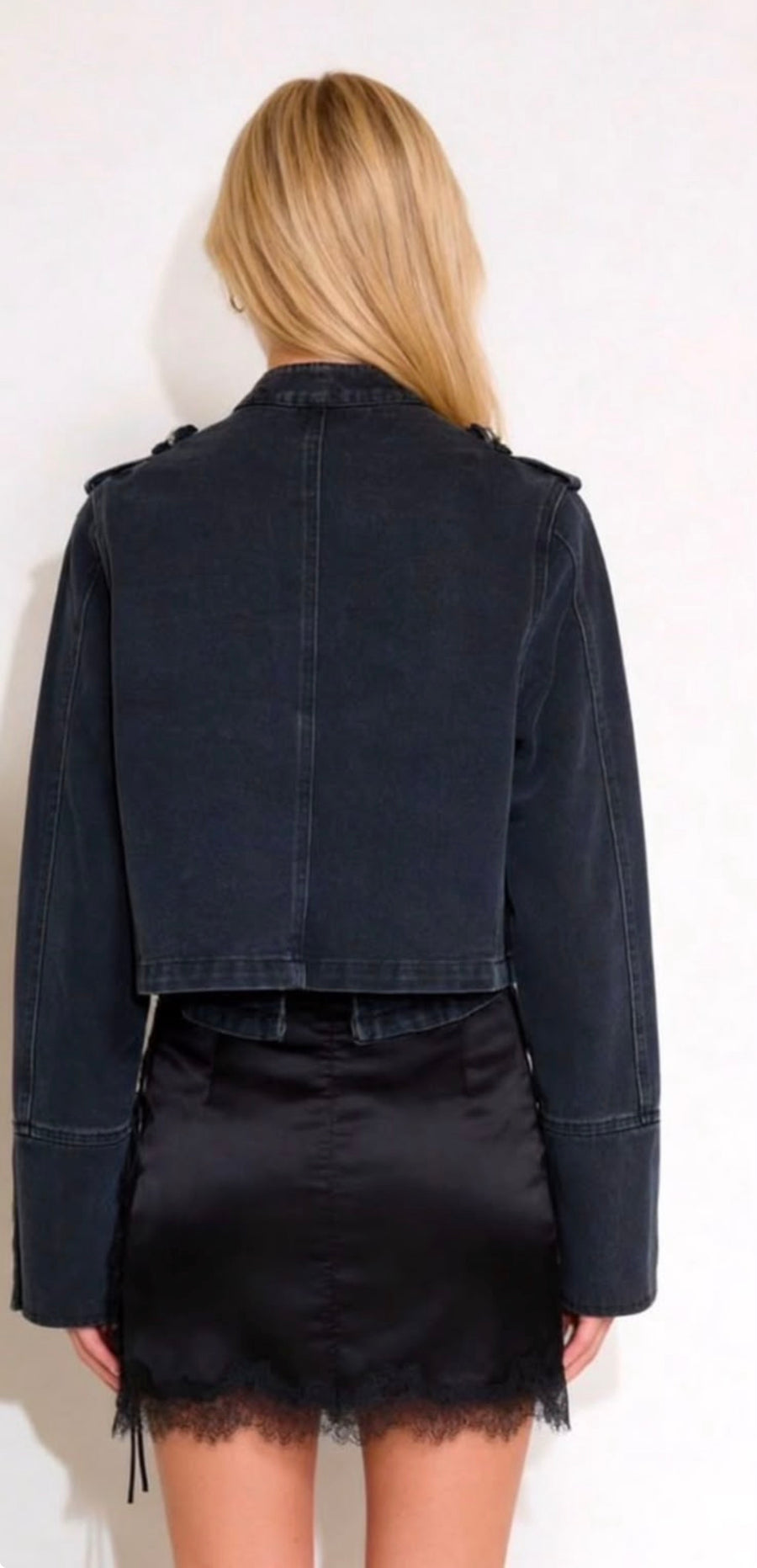 Black Denim Military Jackey