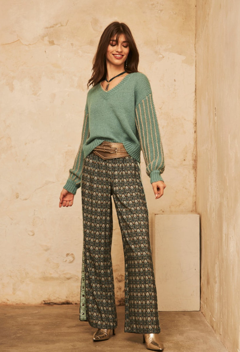 Lua Geometric Trouser - Green