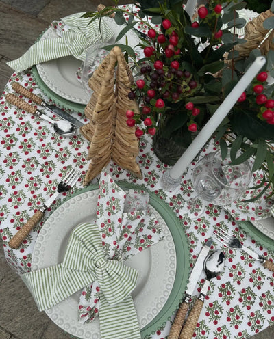 Hand Made Green Striped Bow