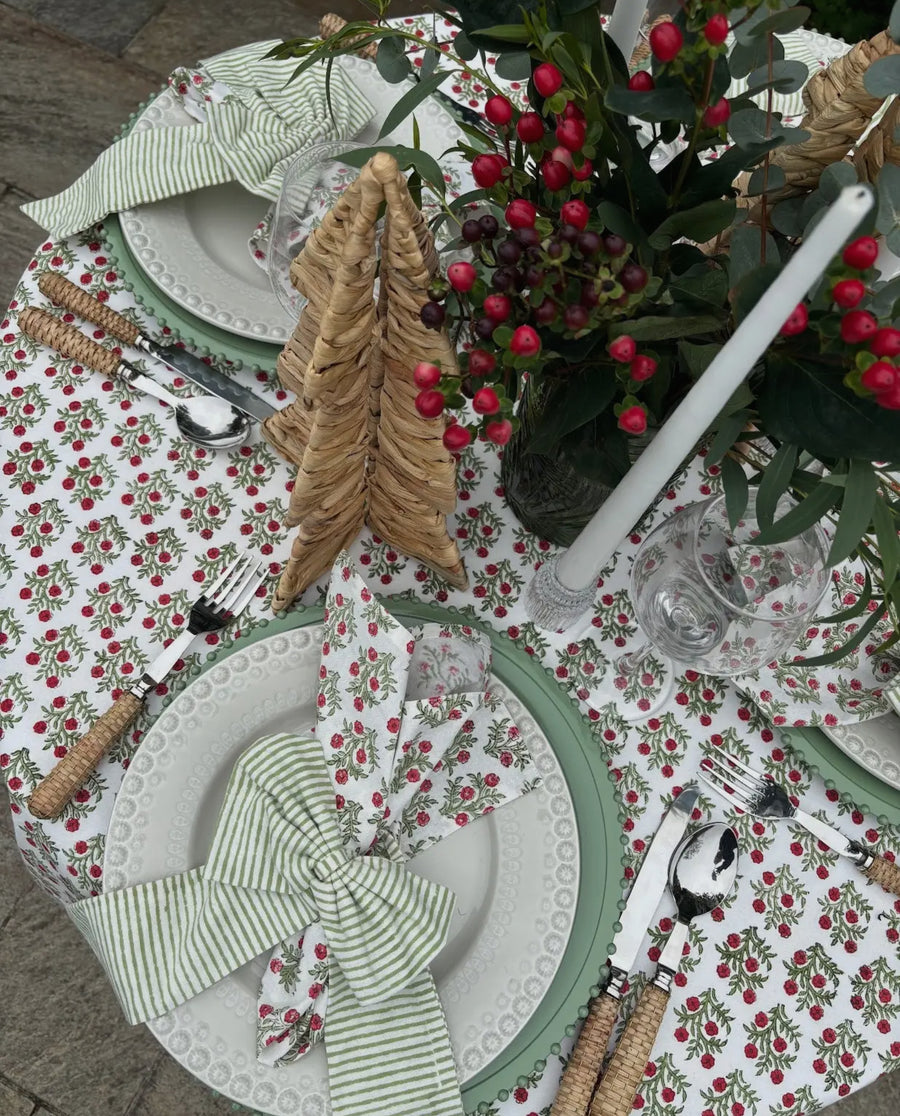 Hand Made Green Striped Bow