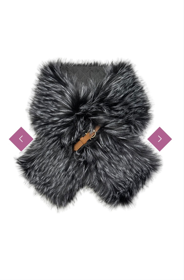 Faux Fur Buckle Pull Through Scarf