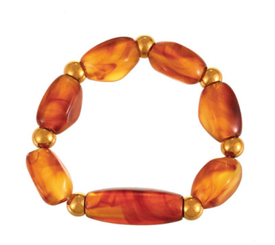 Amber Tortoiseshell & Gold Beaded Bracelet