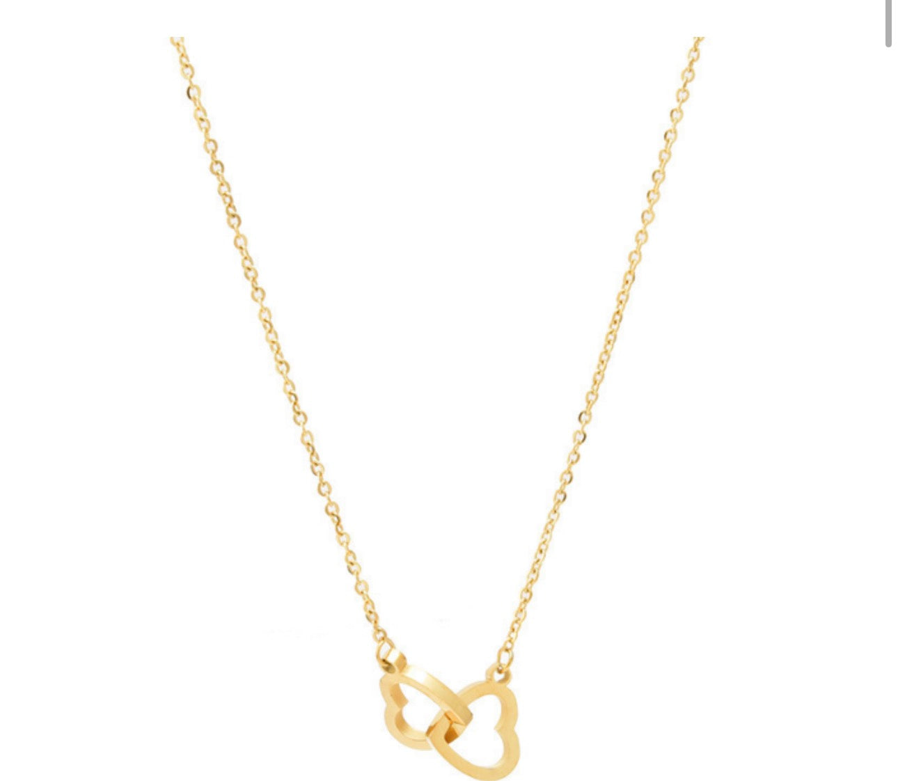 Linked Love Heart Necklace- Gold