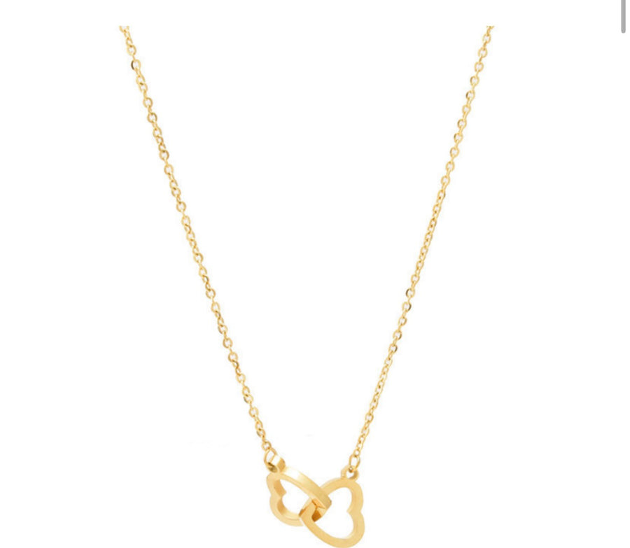 Linked Love Heart Necklace- Gold