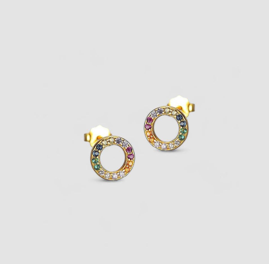 Multi Coloured Eternity Circle Studs