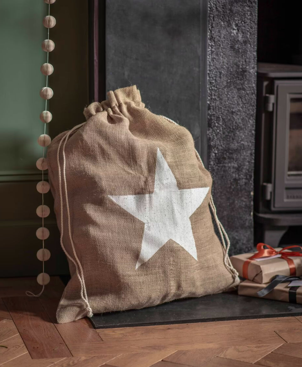 Jute Star Christmas Sack