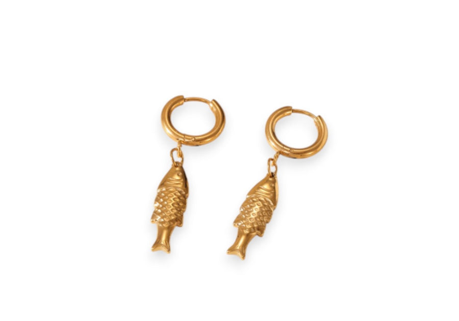 Fish Huggie Earring - Gold